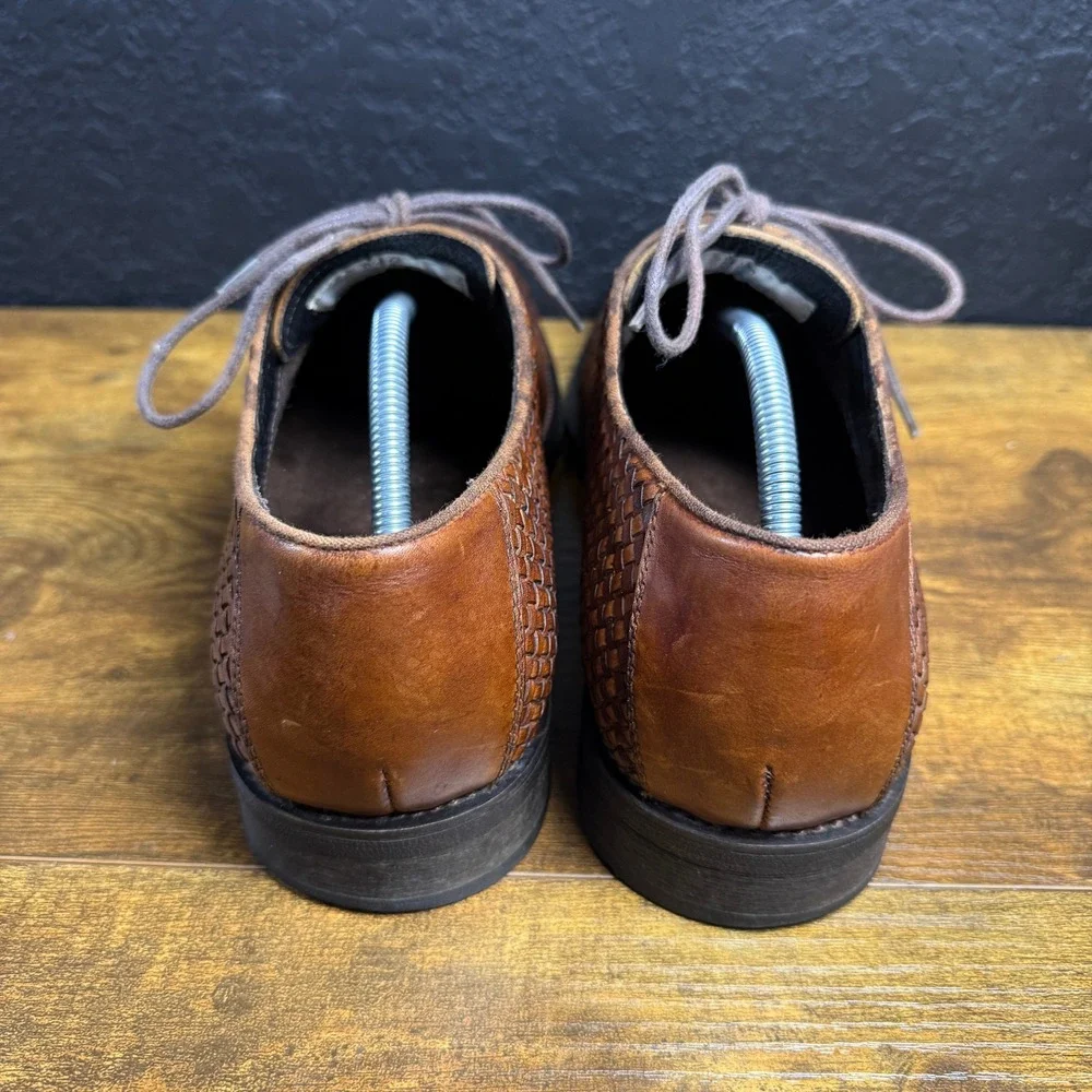 RJ Colt Antwerp Brown‎ Leather Woven Oxford Dress Shoes Mens 10M